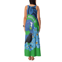 New Zealand Chatham Islands Family Matching Tank Maxi Dress and Hawaiian Shirt Wharekauri Forget Me Not With Black Robin LT14 - Polynesian Pride