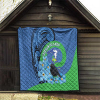 New Zealand Chatham Islands Quilt Wharekauri Forget Me Not With Black Robin