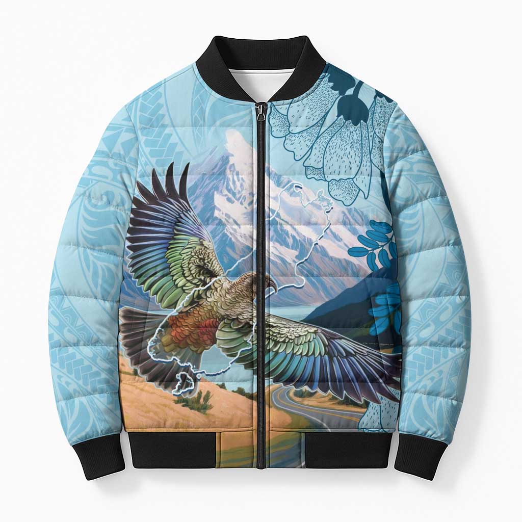New Zealand South Island Bomber Puffer Jacket Te Waipounamu Aoraki Kea Bird - Polynesian Pride