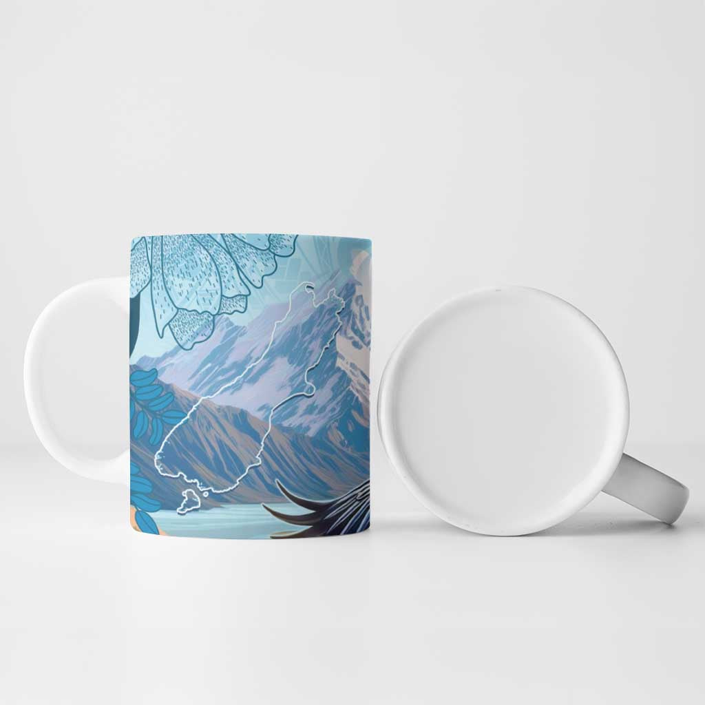New Zealand South Island Ceramic Mug Te Waipounamu Aoraki Kea Bird - Polynesian Pride