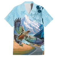 New Zealand South Island Family Matching Long Sleeve Bodycon Dress and Hawaiian Shirt Te Waipounamu Aoraki Kea Bird LT14 Dad's Shirt - Short Sleeve Blue - Polynesian Pride