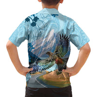 New Zealand South Island Family Matching Off Shoulder Short Dress and Hawaiian Shirt Te Waipounamu Aoraki Kea Bird LT14 - Polynesian Pride