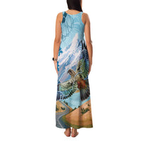New Zealand South Island Family Matching Tank Maxi Dress and Hawaiian Shirt Te Waipounamu Aoraki Kea Bird LT14 - Polynesian Pride