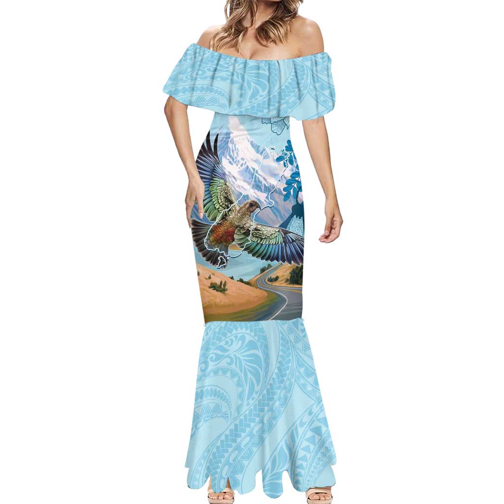 New Zealand South Island Mermaid Dress Te Waipounamu Aoraki Kea Bird LT14 - Polynesian Pride