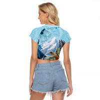 New Zealand South Island Raglan Cropped T Shirt Te Waipounamu Aoraki Kea Bird