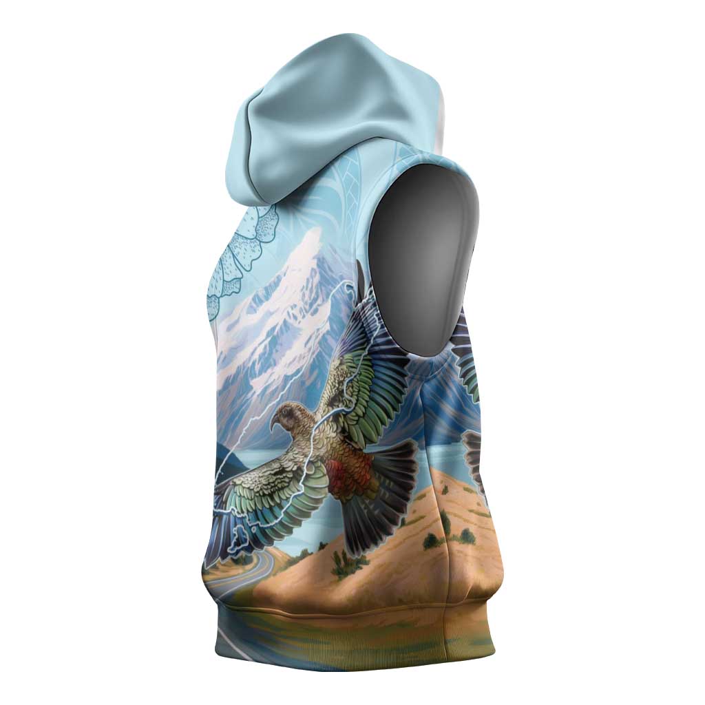 New Zealand South Island Sleeveless Hoodie Te Waipounamu Aoraki Kea Bird LT14 - Polynesian Pride