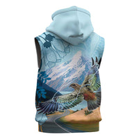 New Zealand South Island Sleeveless Zip Hoodie Te Waipounamu Aoraki Kea Bird LT14 - Polynesian Pride