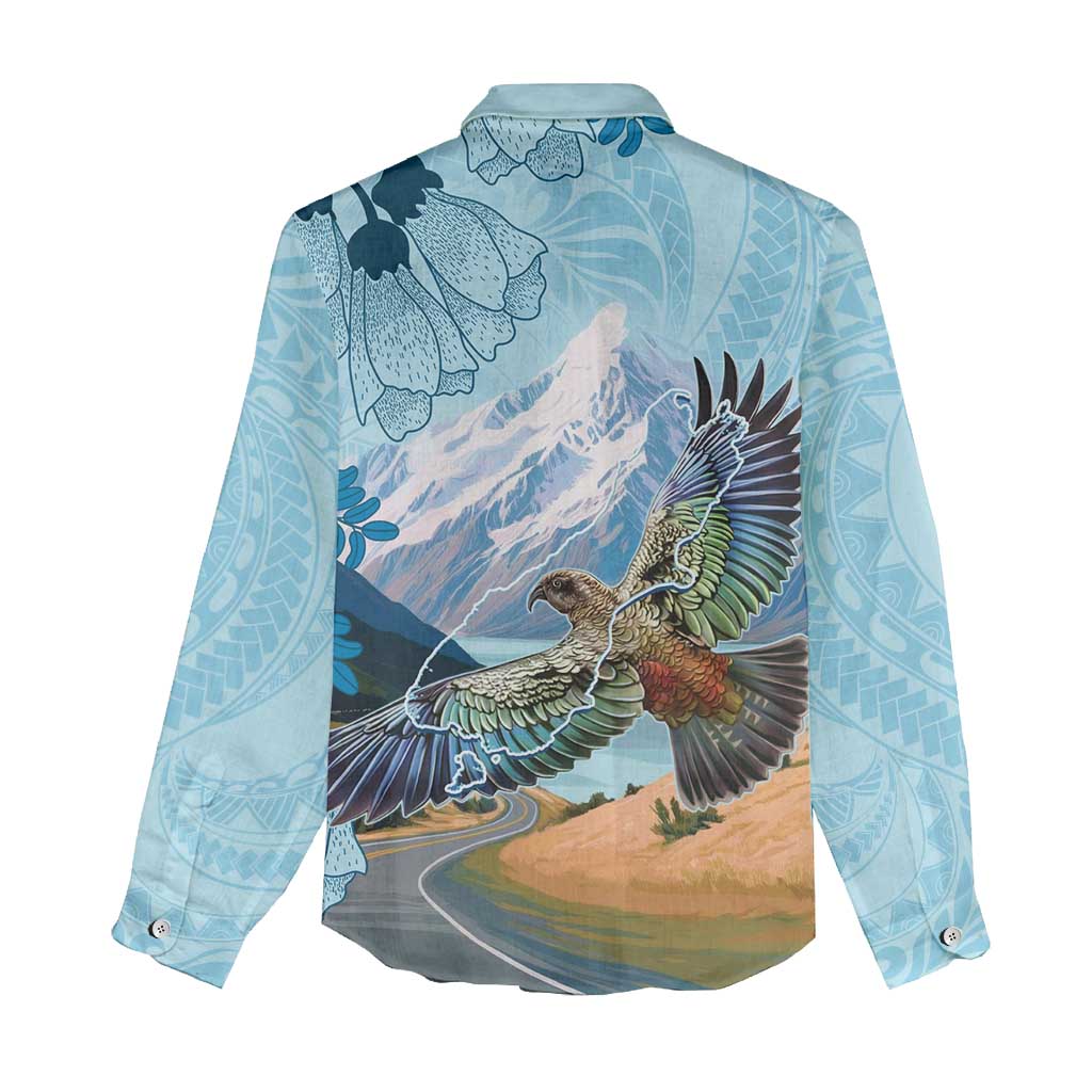 New Zealand South Island Women Casual Shirt Te Waipounamu Aoraki Kea Bird LT14 - Polynesian Pride