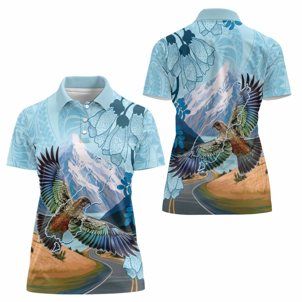 New Zealand South Island Women Polo Shirt Te Waipounamu Aoraki Kea Bird LT14 - Polynesian Pride
