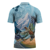 New Zealand South Island Zipper Polo Shirt Te Waipounamu Aoraki Kea Bird LT14 - Polynesian Pride