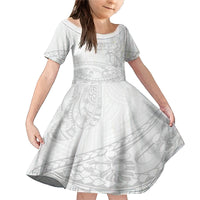 Polynesia Brain Cancer Awareness Family Matching Mermaid Dress and Hawaiian Shirt In May We Wear Grey LT14 Daughter's Dress White - Polynesian Pride