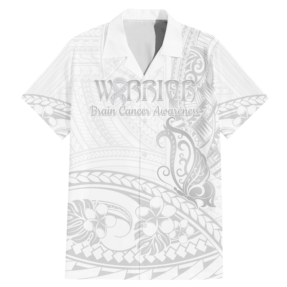 Polynesia Brain Cancer Awareness Family Matching Mermaid Dress and Hawaiian Shirt In May We Wear Grey LT14 Dad's Shirt - Short Sleeve White - Polynesian Pride
