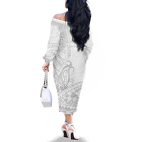 Polynesia Brain Cancer Awareness Family Matching Off The Shoulder Long Sleeve Dress and Hawaiian Shirt In May We Wear Grey LT14 - Polynesian Pride