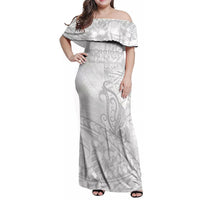 Polynesia Brain Cancer Awareness Family Matching Off Shoulder Maxi Dress and Hawaiian Shirt In May We Wear Grey