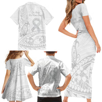 Polynesia Brain Cancer Awareness Family Matching Short Sleeve Bodycon Dress and Hawaiian Shirt In May We Wear Grey LT14 - Polynesian Pride