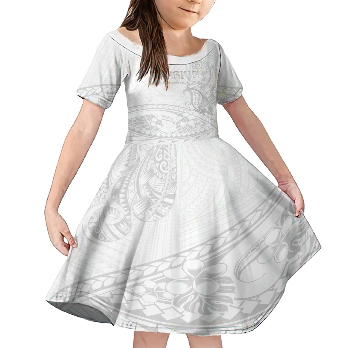 Polynesia Brain Cancer Awareness Kid Short Sleeve Dress In May We Wear Grey