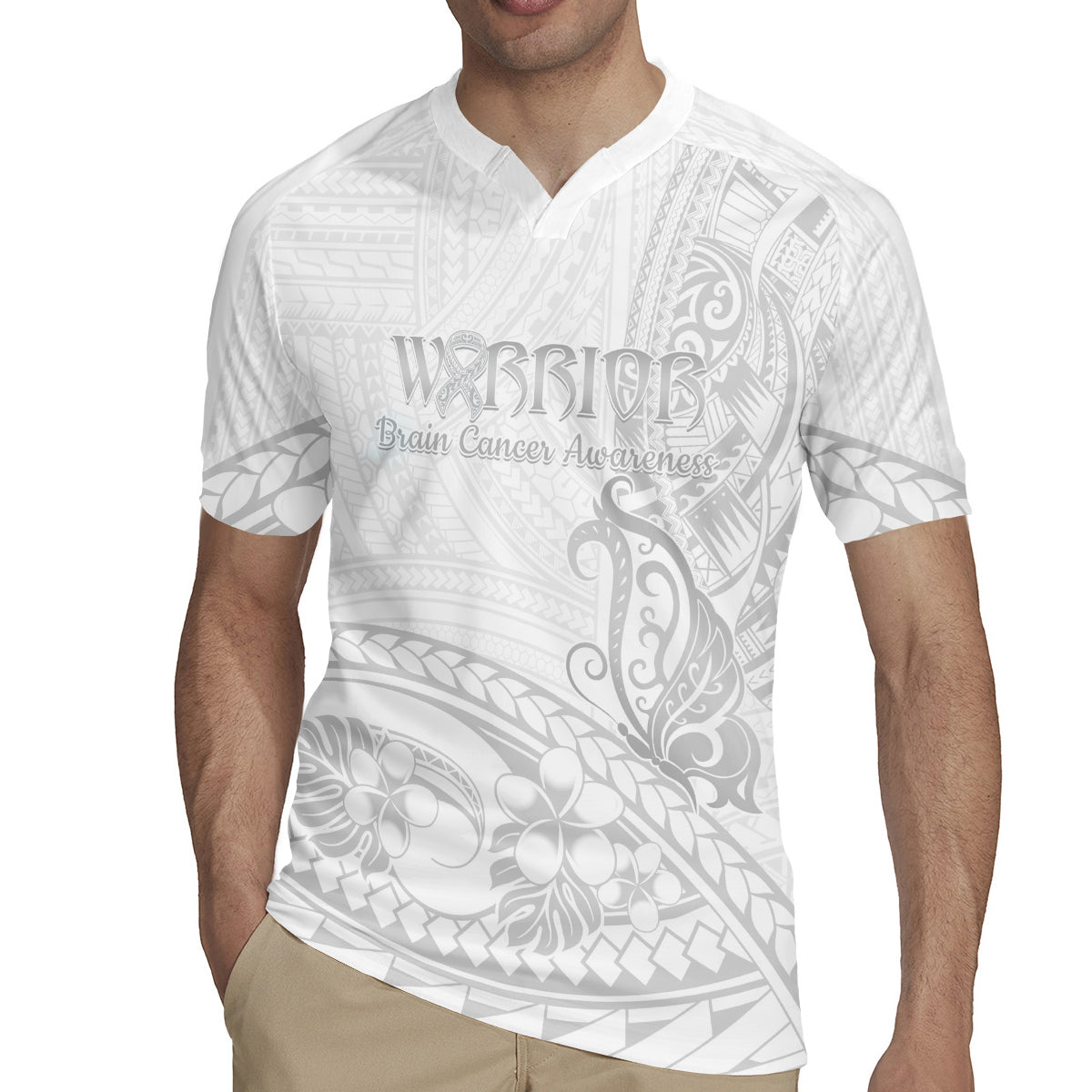 Polynesia Brain Cancer Awareness Rugby Jersey In May We Wear Grey