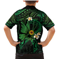 Polynesia Mental Health Awareness Family Matching Mermaid Dress and Hawaiian Shirt Green Ribbon Be Kind To Your Mind LT14 - Polynesian Pride
