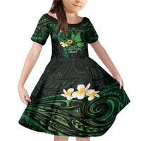 Polynesia Mental Health Awareness Family Matching Mermaid Dress and Hawaiian Shirt Green Ribbon Be Kind To Your Mind LT14 Daughter's Dress Green - Polynesian Pride