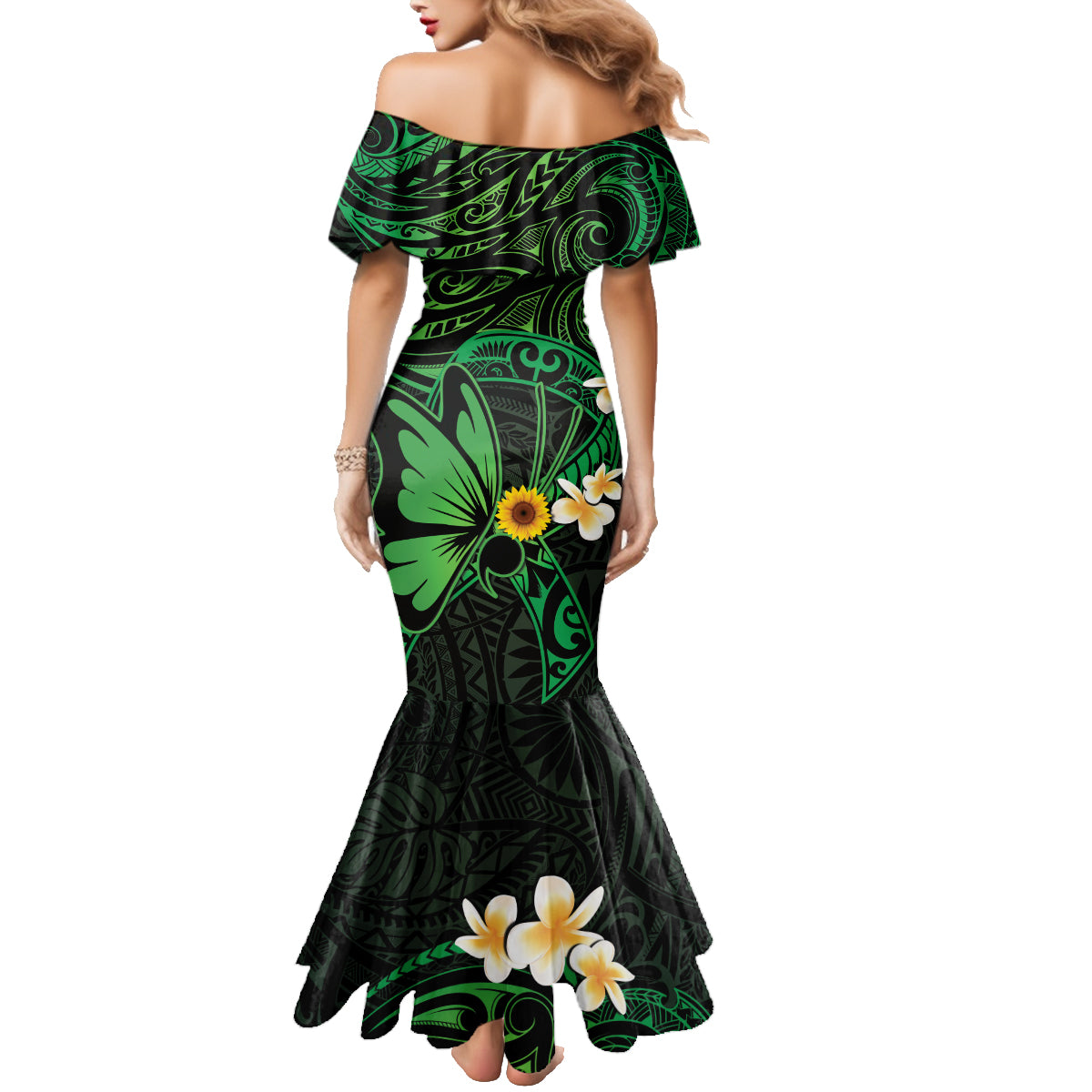 Polynesia Mental Health Awareness Family Matching Mermaid Dress and Hawaiian Shirt Green Ribbon Be Kind To Your Mind LT14 - Polynesian Pride