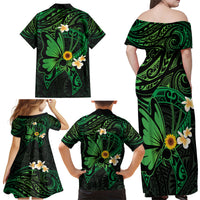 Polynesia Mental Health Awareness Family Matching Off Shoulder Maxi Dress and Hawaiian Shirt Green Ribbon Be Kind To Your Mind LT14 - Polynesian Pride