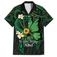 Polynesia Mental Health Awareness Family Matching Off Shoulder Maxi Dress and Hawaiian Shirt Green Ribbon Be Kind To Your Mind LT14 Dad's Shirt - Short Sleeve Green - Polynesian Pride