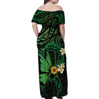 Polynesia Mental Health Awareness Family Matching Off Shoulder Maxi Dress and Hawaiian Shirt Green Ribbon Be Kind To Your Mind LT14 - Polynesian Pride