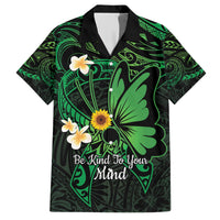 Polynesia Mental Health Awareness Family Matching Short Sleeve Bodycon Dress and Hawaiian Shirt Green Ribbon Be Kind To Your Mind LT14 Dad's Shirt - Short Sleeve Green - Polynesian Pride
