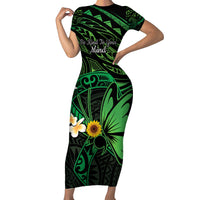 Polynesia Mental Health Awareness Family Matching Short Sleeve Bodycon Dress and Hawaiian Shirt Green Ribbon Be Kind To Your Mind LT14 Mom's Dress Green - Polynesian Pride