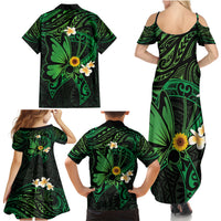 Polynesia Mental Health Awareness Family Matching Summer Maxi Dress and Hawaiian Shirt Green Ribbon Be Kind To Your Mind LT14 - Polynesian Pride
