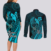 Polynesia World Ovarian Cancer Day Couples Matching Long Sleeve Bodycon Dress and Long Sleeve Button Shirt You Matter Polynesian Women LT14 - Polynesian Pride
