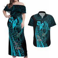 Polynesia World Ovarian Cancer Day Couples Matching Off Shoulder Maxi Dress and Hawaiian Shirt You Matter Polynesian Women LT14 Teal - Polynesian Pride