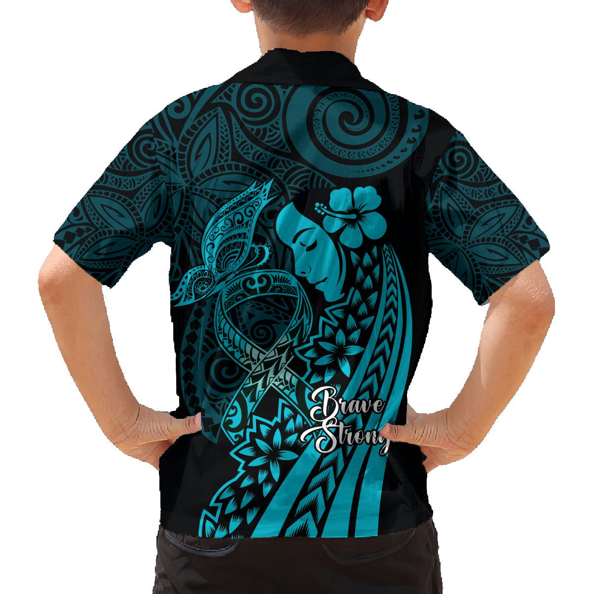 Polynesia World Ovarian Cancer Day Family Matching Off Shoulder Short Dress and Hawaiian Shirt You Matter Polynesian Women LT14 - Polynesian Pride