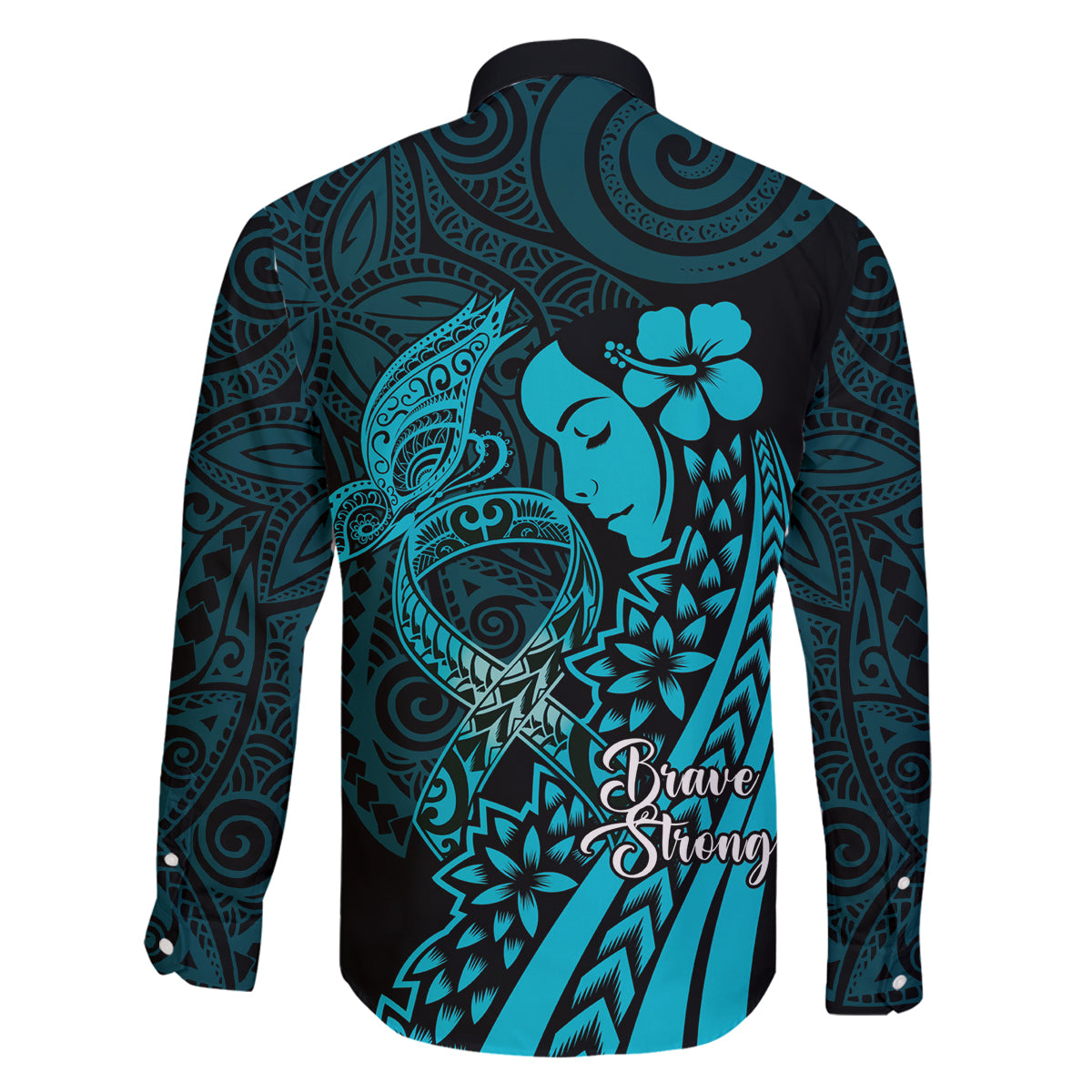 Polynesia World Ovarian Cancer Day Family Matching Off Shoulder Short Dress and Hawaiian Shirt You Matter Polynesian Women LT14 - Polynesian Pride