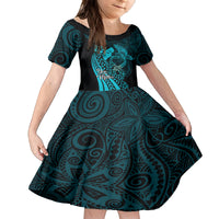 Polynesia World Ovarian Cancer Day Family Matching Summer Maxi Dress and Hawaiian Shirt You Matter Polynesian Women LT14 Daughter's Dress Teal - Polynesian Pride