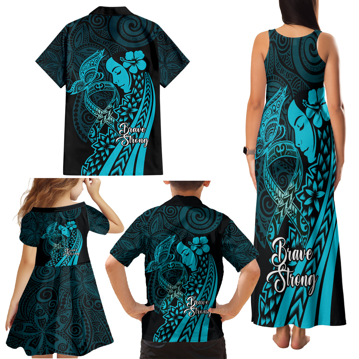 Polynesia World Ovarian Cancer Day Family Matching Tank Maxi Dress and Hawaiian Shirt You Matter Polynesian Women LT14 - Polynesian Pride