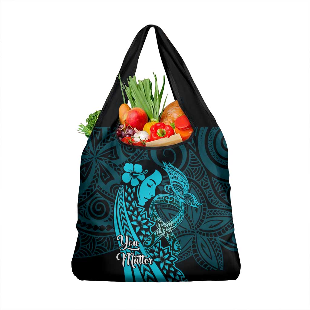 Polynesia World Ovarian Cancer Day Grocery Bag You Matter Polynesian Women LT14 1-pack One Size Teal - Polynesian Pride