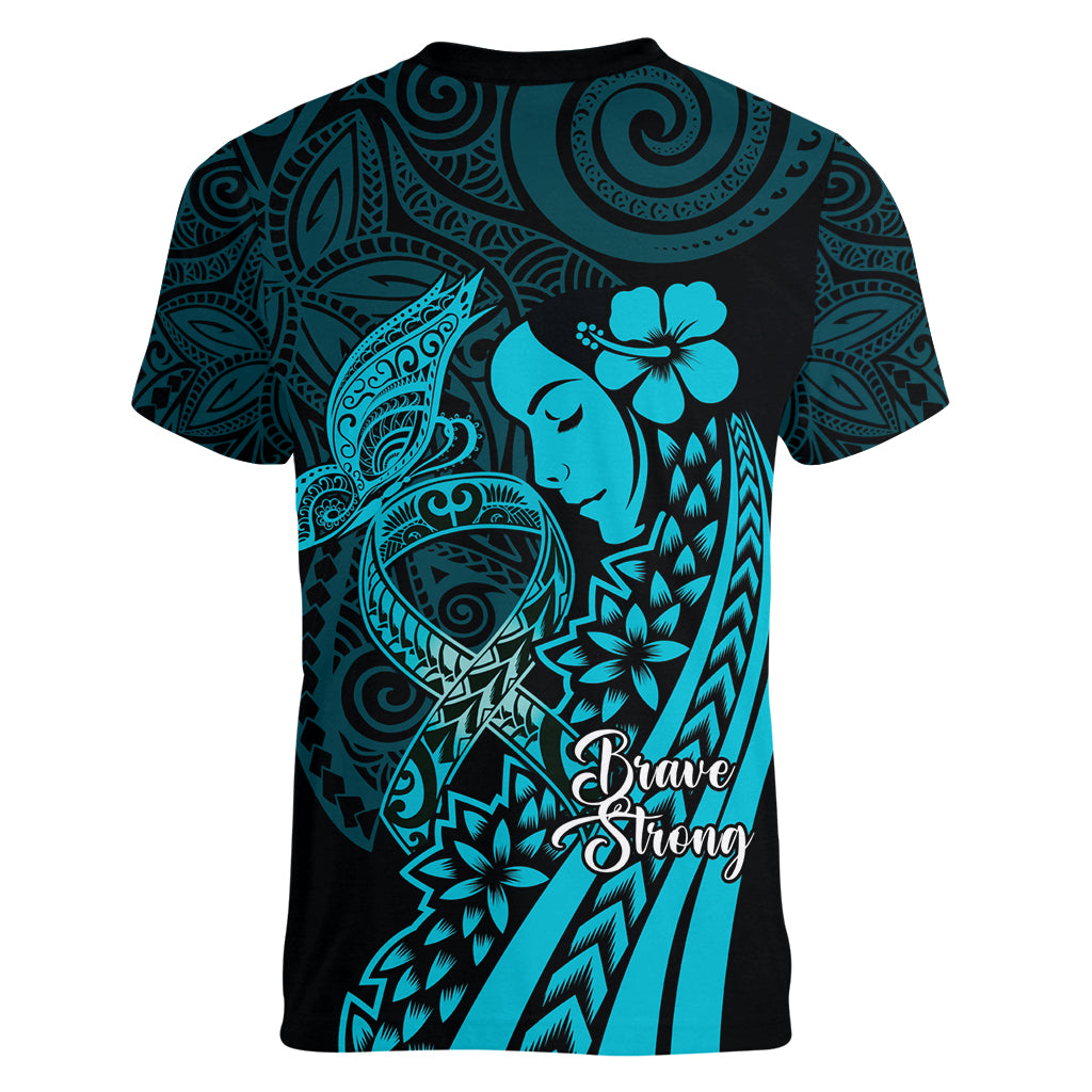 Polynesia World Ovarian Cancer Day Women V-Neck T-Shirt You Matter Polynesian Women
