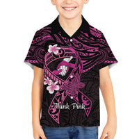 Polynesia Breast Cancer Awareness Family Matching Tank Maxi Dress and Hawaiian Shirt Pink Ribbon No One Fights Alone - Black LT14 Son's Shirt Black - Polynesian Pride