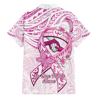 Polynesia Breast Cancer Awareness Family Matching Off Shoulder Maxi Dress and Hawaiian Shirt Pink Ribbon No One Fights Alone - White LT14 - Polynesian Pride