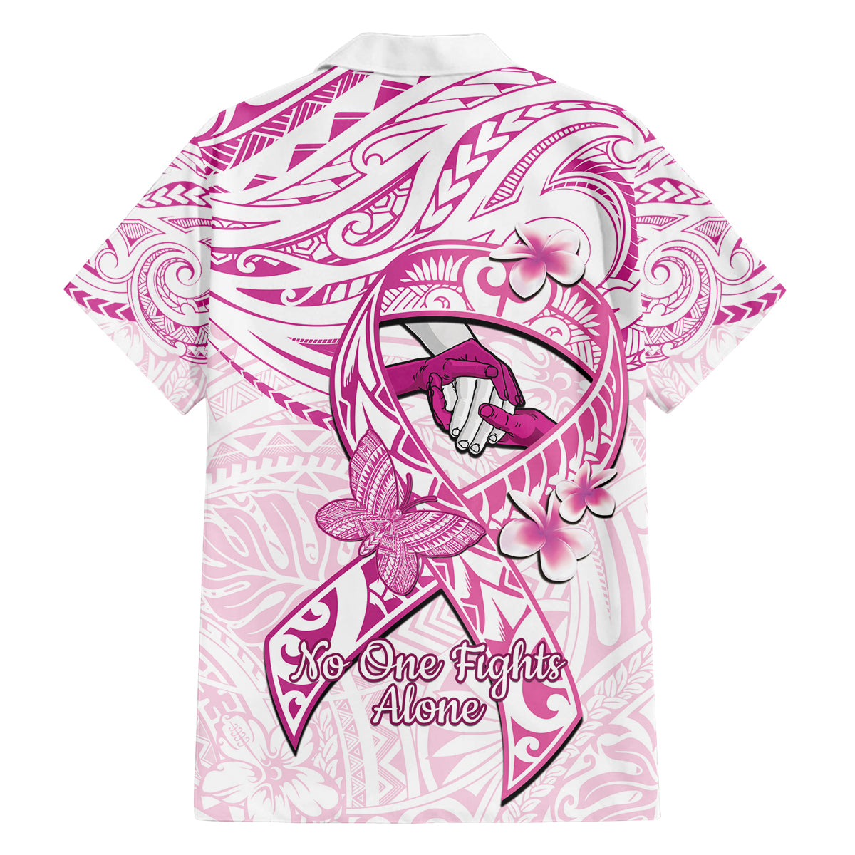 Polynesia Breast Cancer Awareness Family Matching Tank Maxi Dress and Hawaiian Shirt Pink Ribbon No One Fights Alone - White LT14 - Polynesian Pride