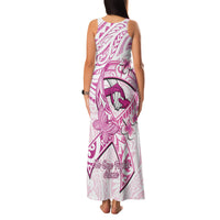 Polynesia Breast Cancer Awareness Family Matching Tank Maxi Dress and Hawaiian Shirt Pink Ribbon No One Fights Alone - White LT14 - Polynesian Pride