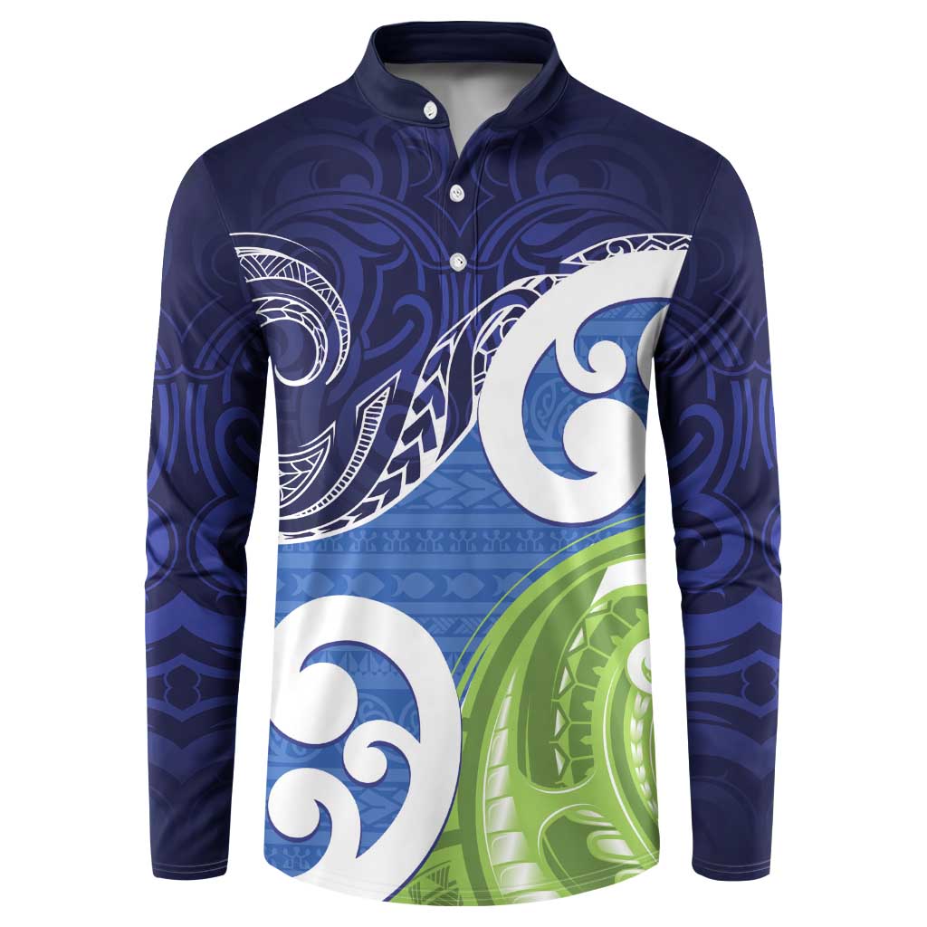 Southland New Zealand Button Sweatshirt Maori Koru Flag Color LT14 Blue - Polynesian Pride