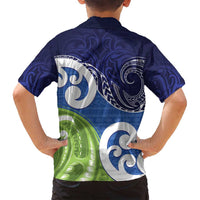 Southland New Zealand Family Matching Long Sleeve Bodycon Dress and Hawaiian Shirt Maori Koru Flag Color LT14 - Polynesian Pride