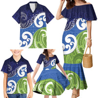 Southland New Zealand Family Matching Mermaid Dress and Hawaiian Shirt Maori Koru Flag Color LT14 - Polynesian Pride