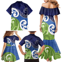 Southland New Zealand Family Matching Mermaid Dress and Hawaiian Shirt Maori Koru Flag Color LT14 - Polynesian Pride