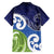 Southland New Zealand Family Matching Off Shoulder Short Dress and Hawaiian Shirt Maori Koru Flag Color