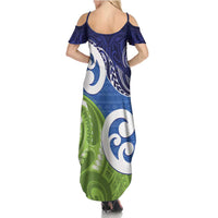 Southland New Zealand Family Matching Summer Maxi Dress and Hawaiian Shirt Maori Koru Flag Color LT14 - Polynesian Pride