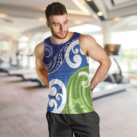Southland New Zealand Men Tank Top Maori Koru Flag Color LT14 Blue - Polynesian Pride