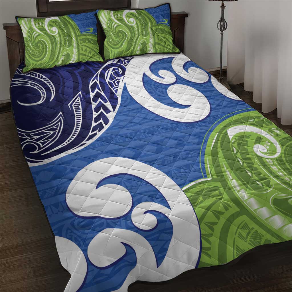 Southland New Zealand Quilt Bed Set Maori Koru Flag Color LT14 Blue - Polynesian Pride